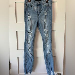 Heavily destructed Hollister jeans sz 3